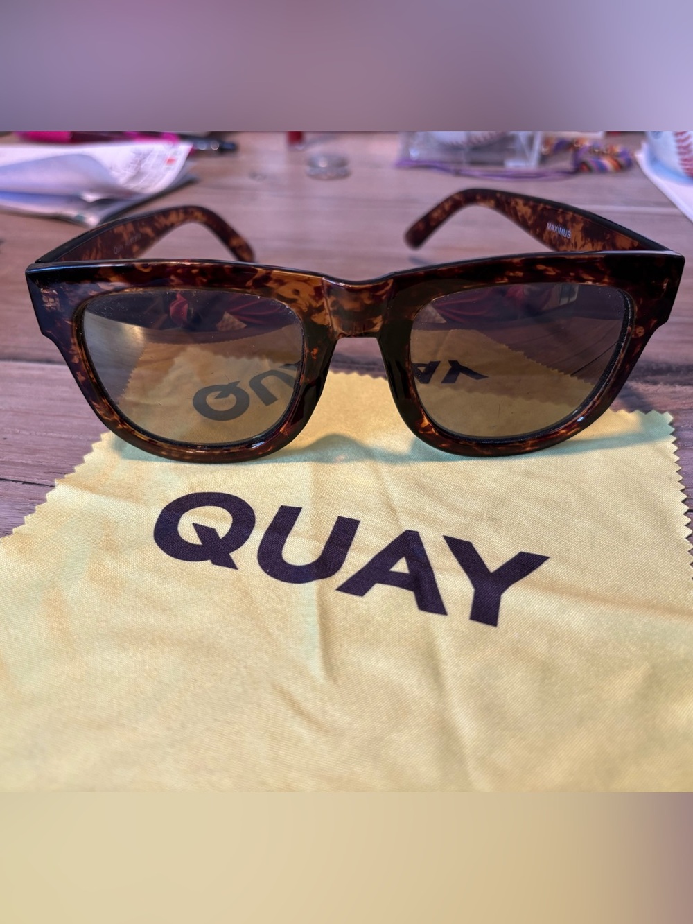 QUAY Maximus Tortoiseshell Square Sunglasses - Brown Lenses